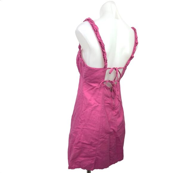 Zara Pink Square Neck Sleeveless Lace Up A-Line Flare Cami Tank Mini Dress Sz M - Picture 2 of 4